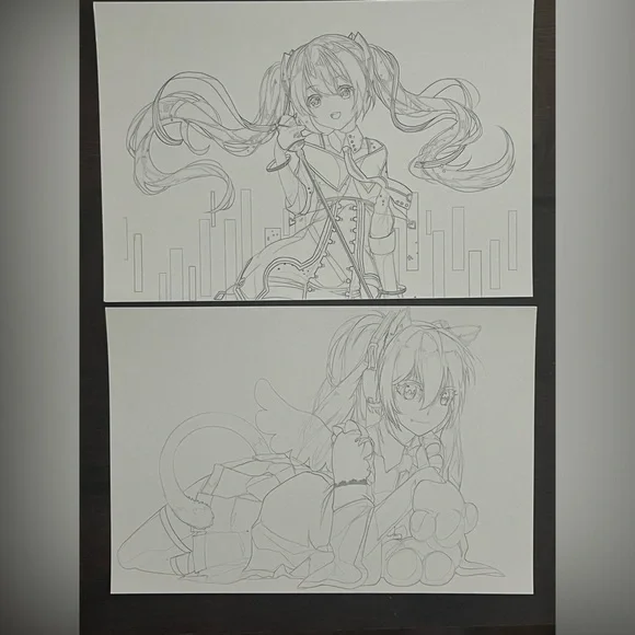 10 pack of sketch-like hatsune Miku colouring pages - Picture 7 of 7